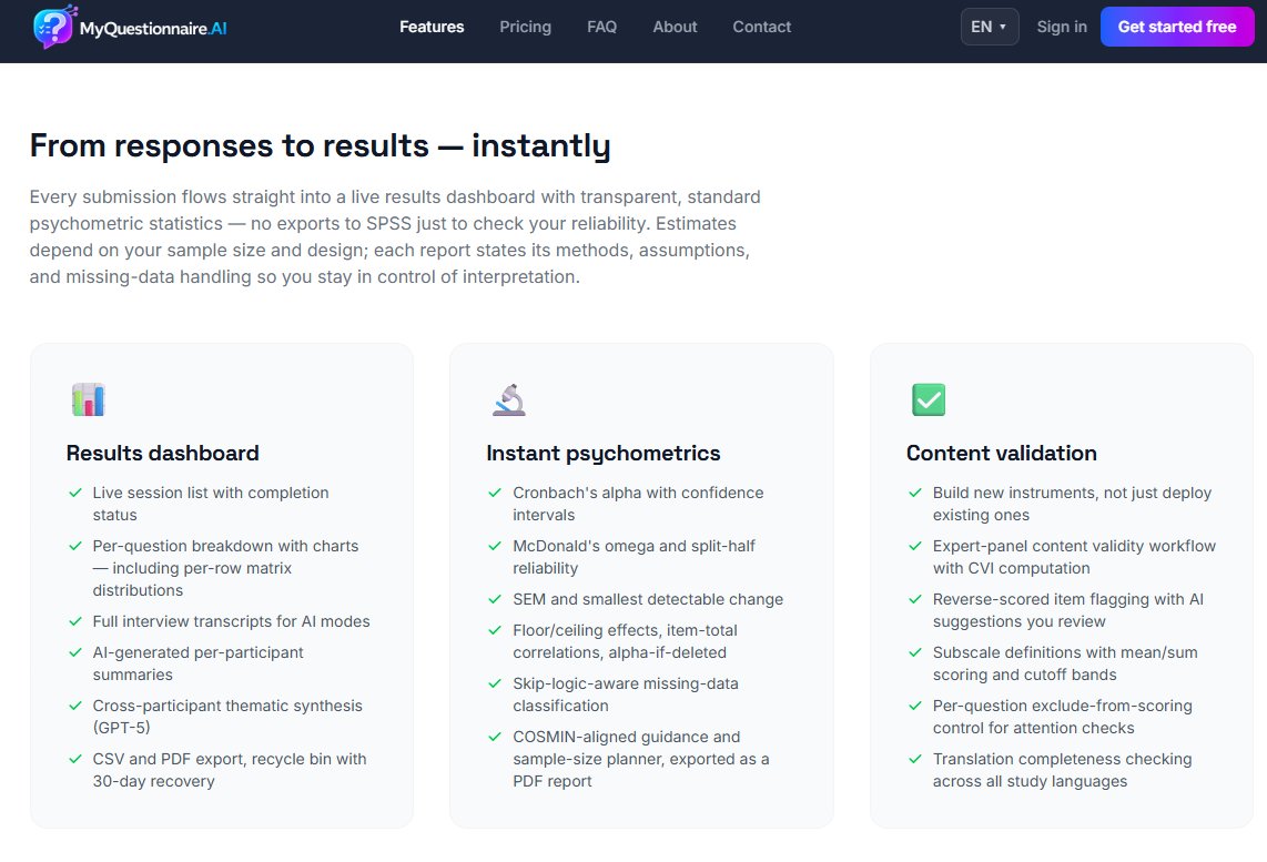 myquestionnaire.ai &mdash; Psychometric report